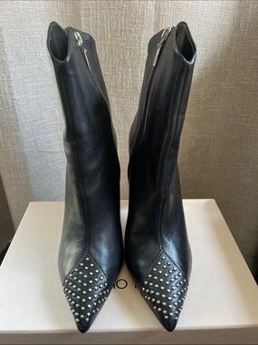 SCHUTZ Black Pointed Toe Studded Ankle Boots